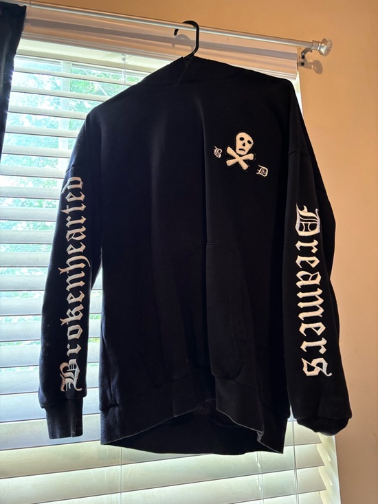 H&M Other - H&M Black Crewneck Sweatshirt with White Skull & Sleeve Script